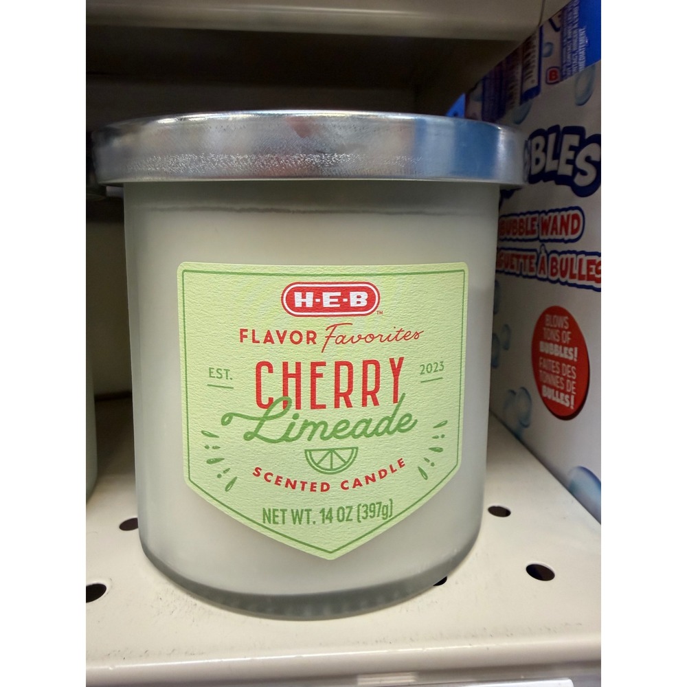 HEB Flavor Favorites Cherry Limeade Scented Candle 14 oz Frosted Glass Jar 2023
